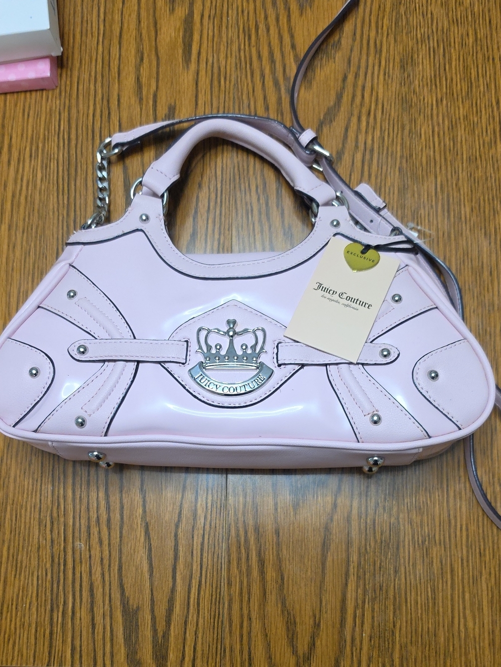 BNWT-Juicy Couture Light Pink Patent Her Majesty Satchel with Crown Emblem